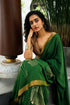 Handwoven Handprinted  Green Bengal Cotton Saree